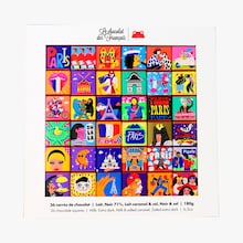 Coffret 36 carrés de chocolat lait, noir 71 %, lait caramel & sel, noir & sel Le Chocolat des Français