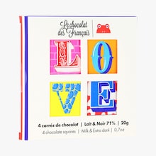 Coffret 4 carrés de chocolat lait & noir 71 % Le Chocolat des Français
