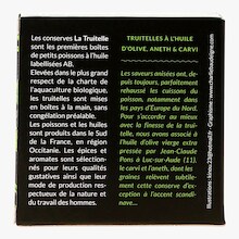 Petites truites de montagne à l’huile d’olive, aneth et carvi bio La Truitelle