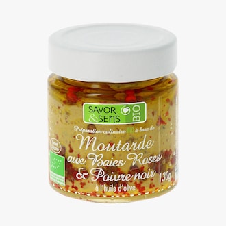 Moutarde aux baies roses, poivre noir et huile d'olive bio - Préparation culinaire Savor & Sens