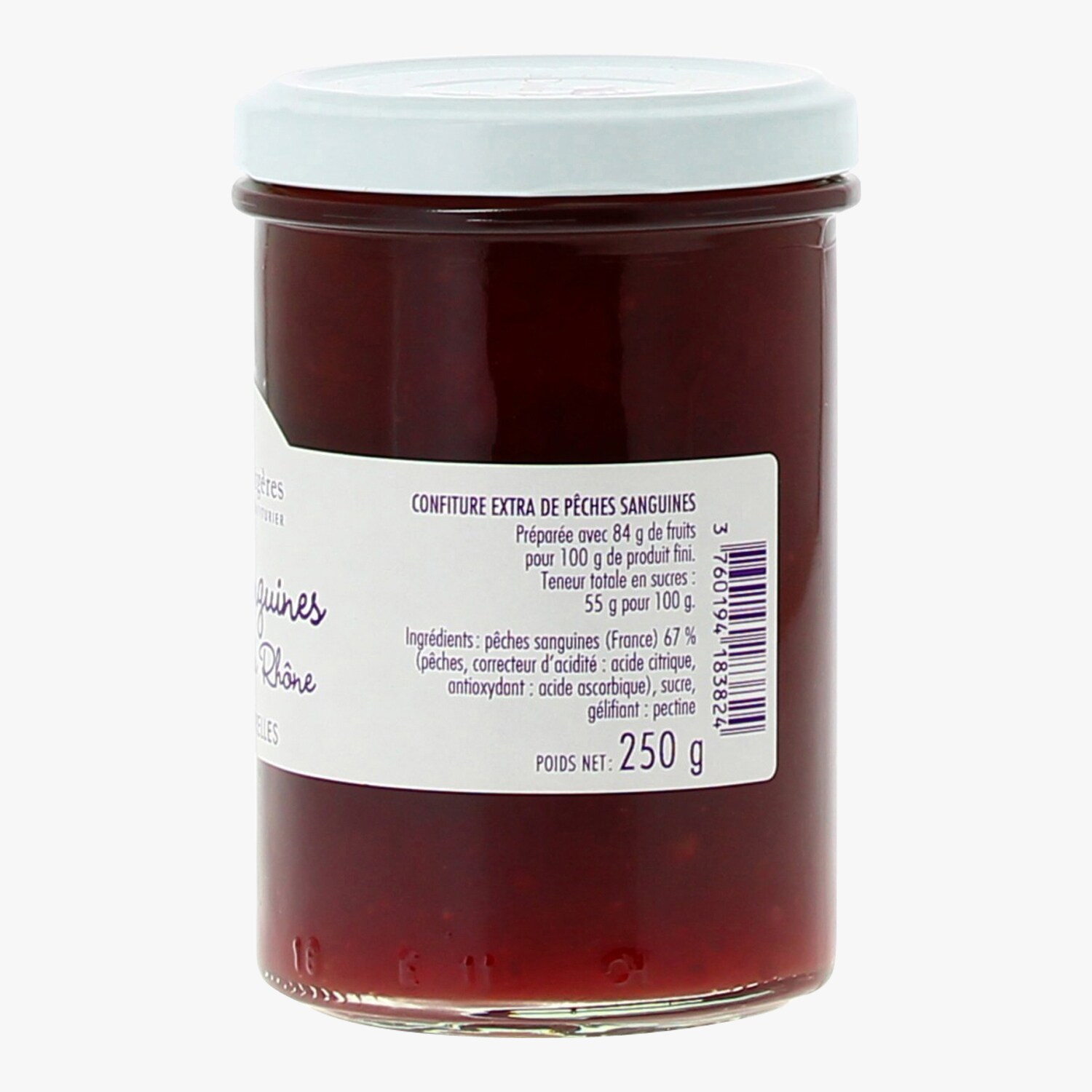 Confiture extra de pêches sanguines de la vallée du Rhône La Cour d