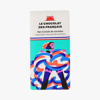 Tablette chocolat noir et &eacute;clats de noisettes biologique Le Chocolat des Fran&ccedil;ais