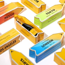 Champagne Veuve Clicquot Brut Carte Jaune &eacute;dition limit&eacute;e sous Coffret Arrow Sun bleu Veuve Clicquot