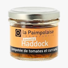 &Eacute;miett&eacute; haddock, compot&eacute;e de tomates et curcuma Paimpolaise Conserverie