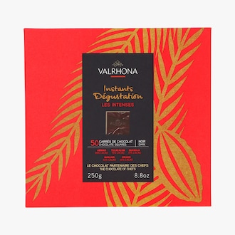 Coffret 50 carrés de chocolat noir Valrhona