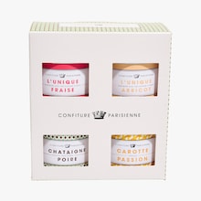Coffret cadeau 4 pots de confitures de 100g Confiture Parisienne