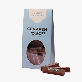 Fingers Croustillants au praliné noisettes du Piémont, brisures de crêpes dentelles et fleur de sel de Guérande Genaveh