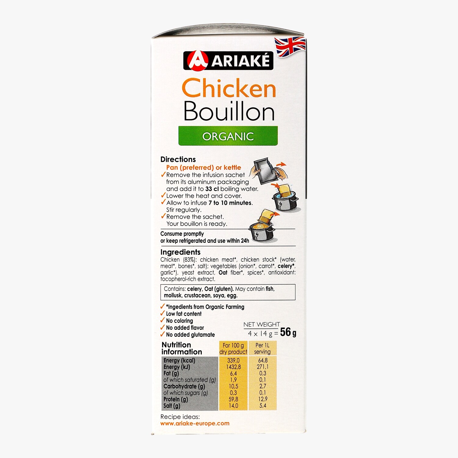 Bouillon de volaille bio 4 sachets infusion Ariaké