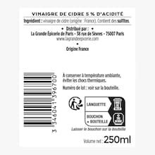 Vinaigre de cidre 5% d'acidit&eacute; La Grande &Eacute;picerie de Paris