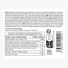 Préparation culinaire à base d'huile d'olive et de piment d'Espelette Château d'Estoublon