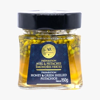 Préparation de miel et pistaches émondées vertes Maison Alexis Lepers