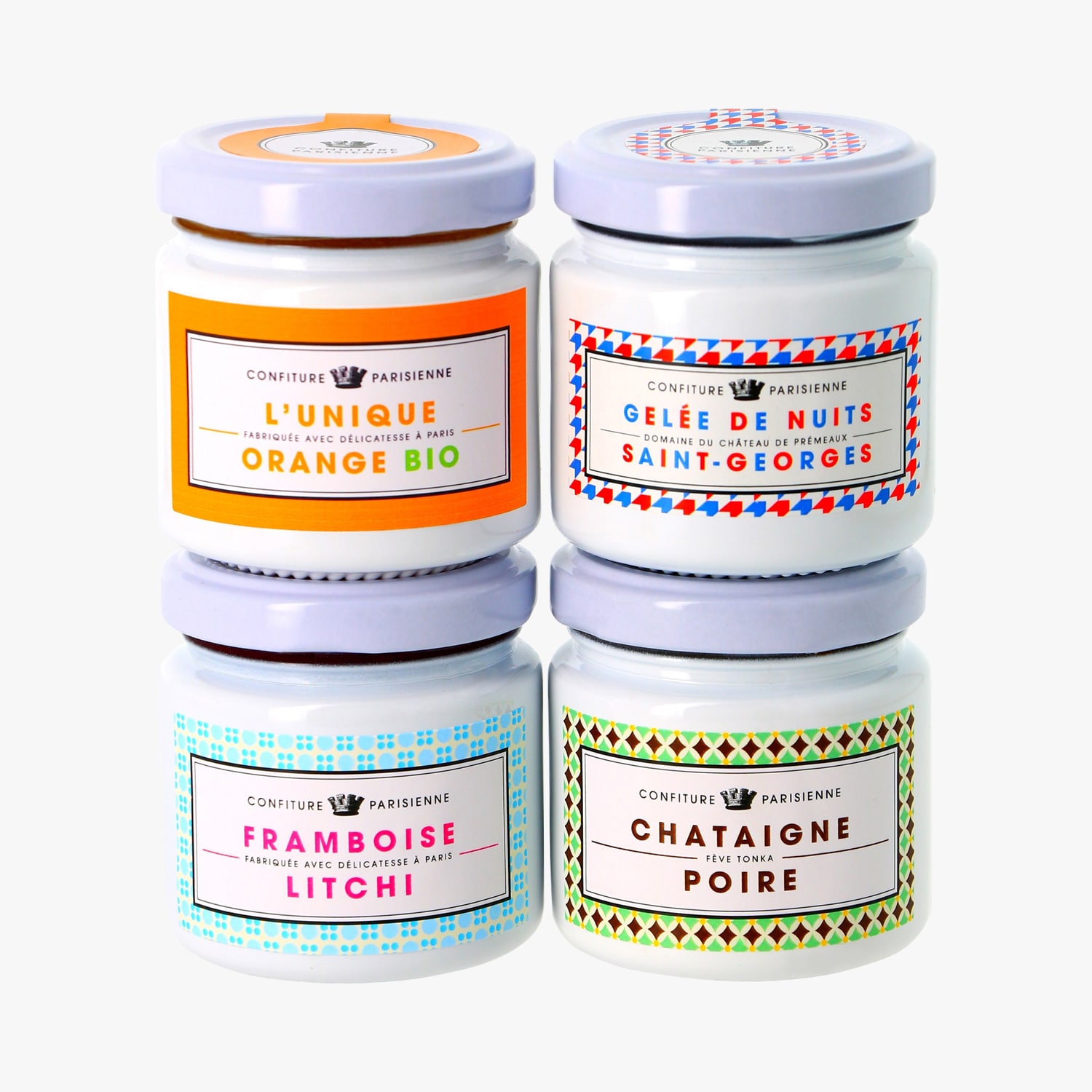 Coffret cadeau 4 pots de confitures de 100g Confiture Parisienne