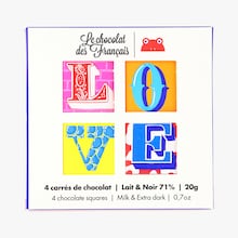 Coffret 4 carrés de chocolat lait & noir 71 % Le Chocolat des Français