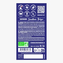 Tablette chocolat noir, éclats d'amandes, caramel et sel de Guérande bio Le Chocolat des Français