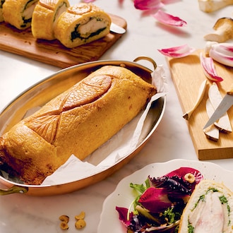 Koulibiac de bar, tarama de caviar, riz carnaroli null