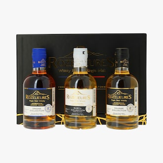 Whiskies Rozelieures, Collection Origine, Subtil, Tourbé , trio 20 cl sous coffret Rozelieures