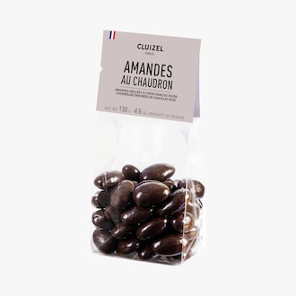 Amandes grillées caramélisées enrobées de chocolat noir Cluizel