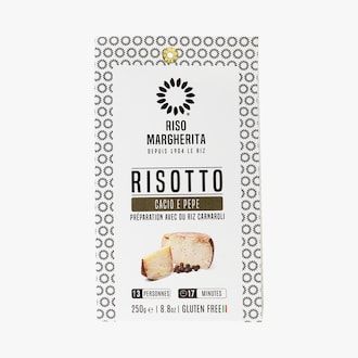 Risotto cacio e pepe, préparation avec du riz Carnaroli Riso Margherita