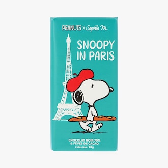 Tablette de chocolat noir 70 % et fèves de cacao Sophie M