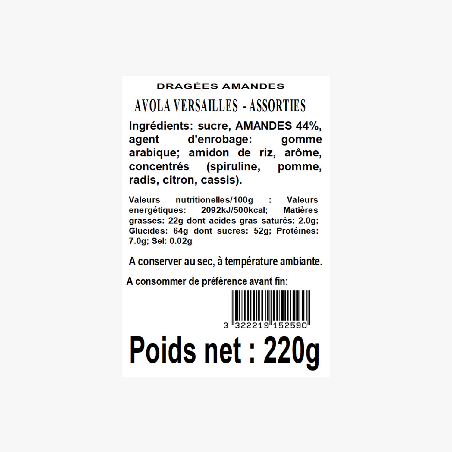 Dragées Amandes Avola Versailles Assorties Reynaud