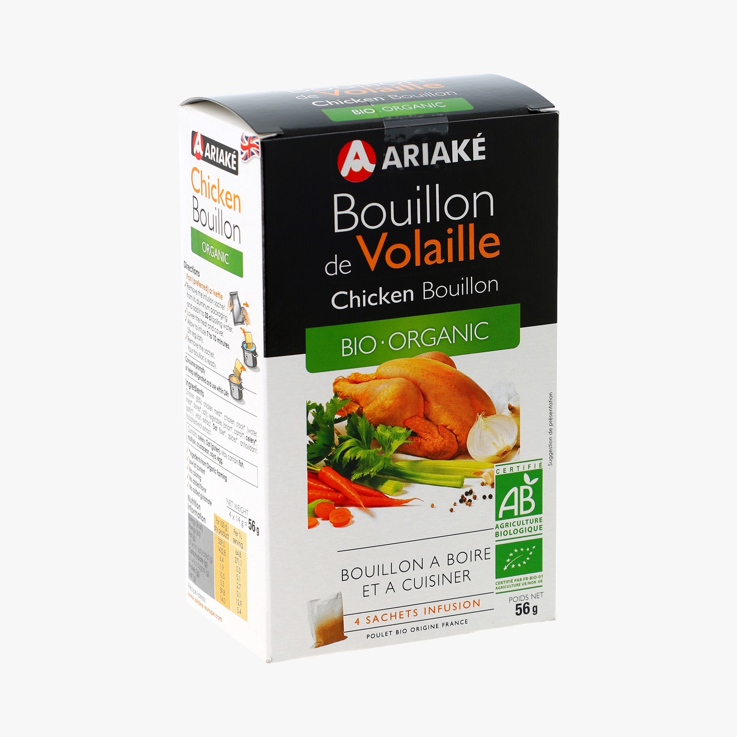 Bouillon de volaille bio 4 sachets infusion Ariaké