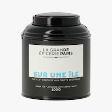 Sur une &icirc;le, th&eacute; vert parfum&eacute; aux fruits exotiques La Grande &Eacute;picerie de Paris