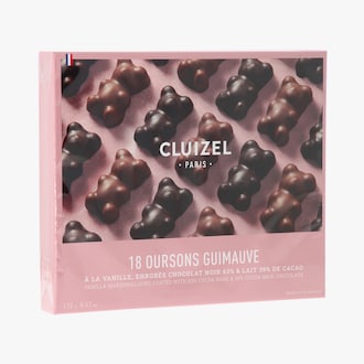 Assortiment d’oursons à la guimauve enrobés de chocolat noir et au lait Cluizel