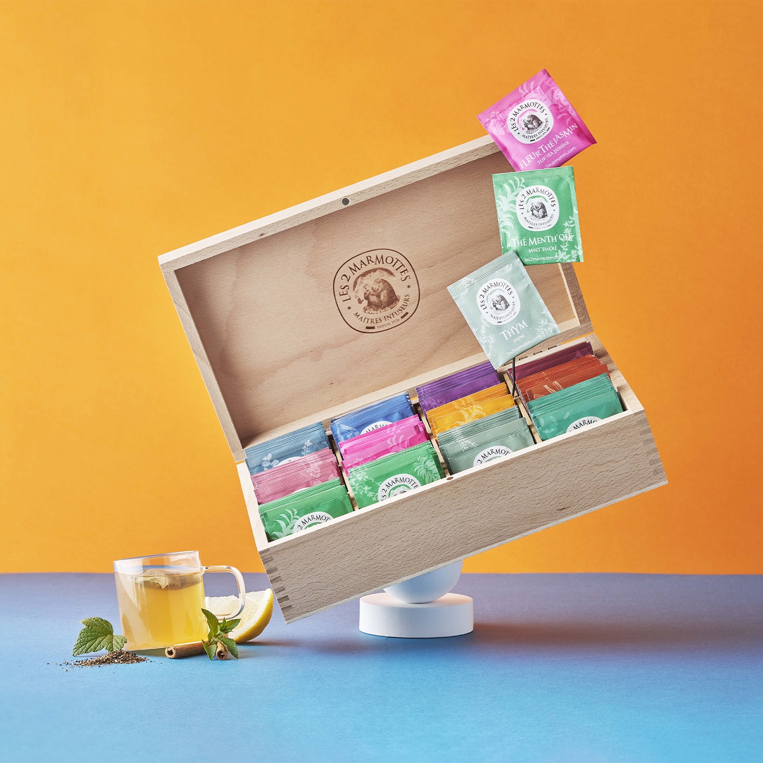 Coffret Prestige - Infusions de plantes, et thés verts et noirs Les 2 Marmottes