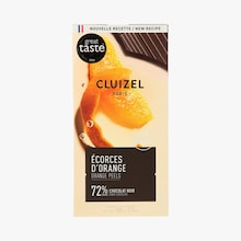 Tablette de chocolat noir 72% de cacao et écorces d'orange Cluizel
