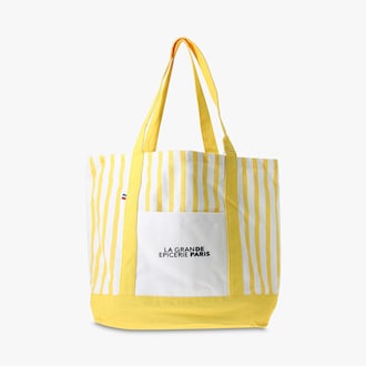 Sac cabas La Grande &Eacute;picerie &agrave; rayures jaunes La Grande &Eacute;picerie de Paris
