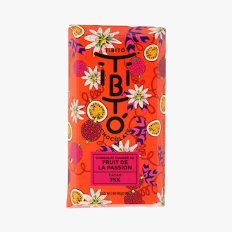 Tablette de chocolat fourr&eacute; au fruit de la passion 75&nbsp;% cacao Tibit&oacute;