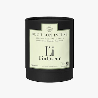 Bouillon infusé pomme gingembre citronnelle poireau persil L'infuseur