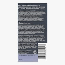 Sauce vinaigrette à base d'huile d'olive au citron vert, de vinaigre à la pulpe de mangue et de gingembre A l'Olivier