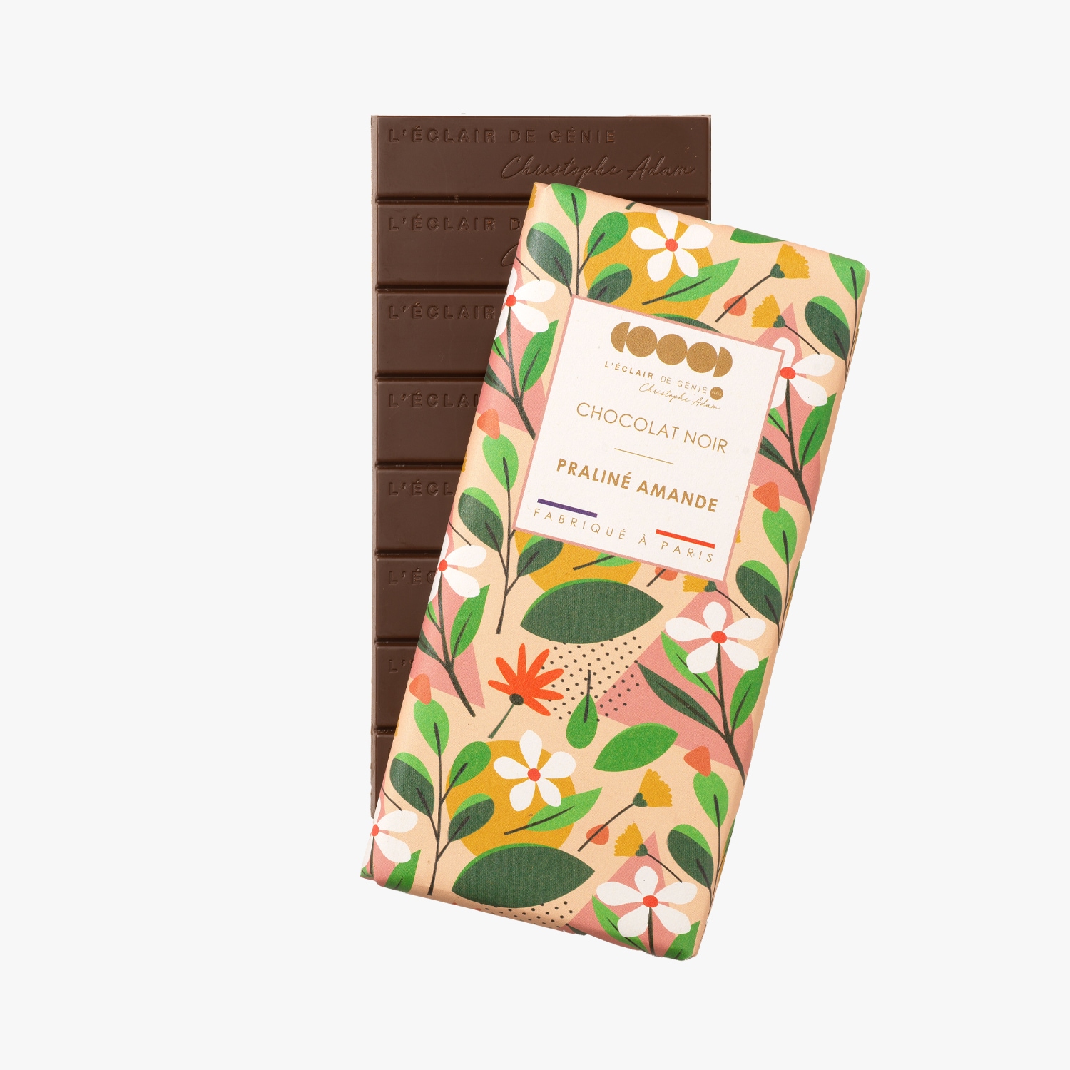 Tablette de chocolat noir - Praliné Amande L'Éclair de Génie