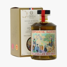 Huile d'olive de la Vall&eacute;e des Baux-de-Provence AOP flacon &eacute;tui &Eacute;dition Centenaire Moulin CORNILLE