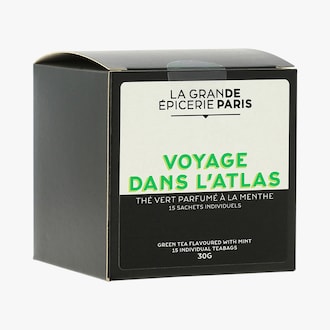 Voyage dans l'atlas - thé vert parfumé à la menthe 15 sachets individuels La Grande Épicerie de Paris