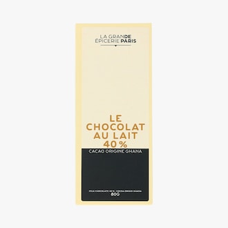 Tablette de chocolat au lait 40 % - Cacao origine Ghana La Grande Épicerie de Paris