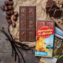 Tablette de chocolat au lait, noisettes et amandes pilées Merveilles du monde