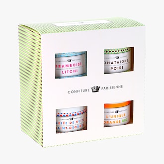 Coffret cadeau 4 pots de confitures de 100g Confiture Parisienne