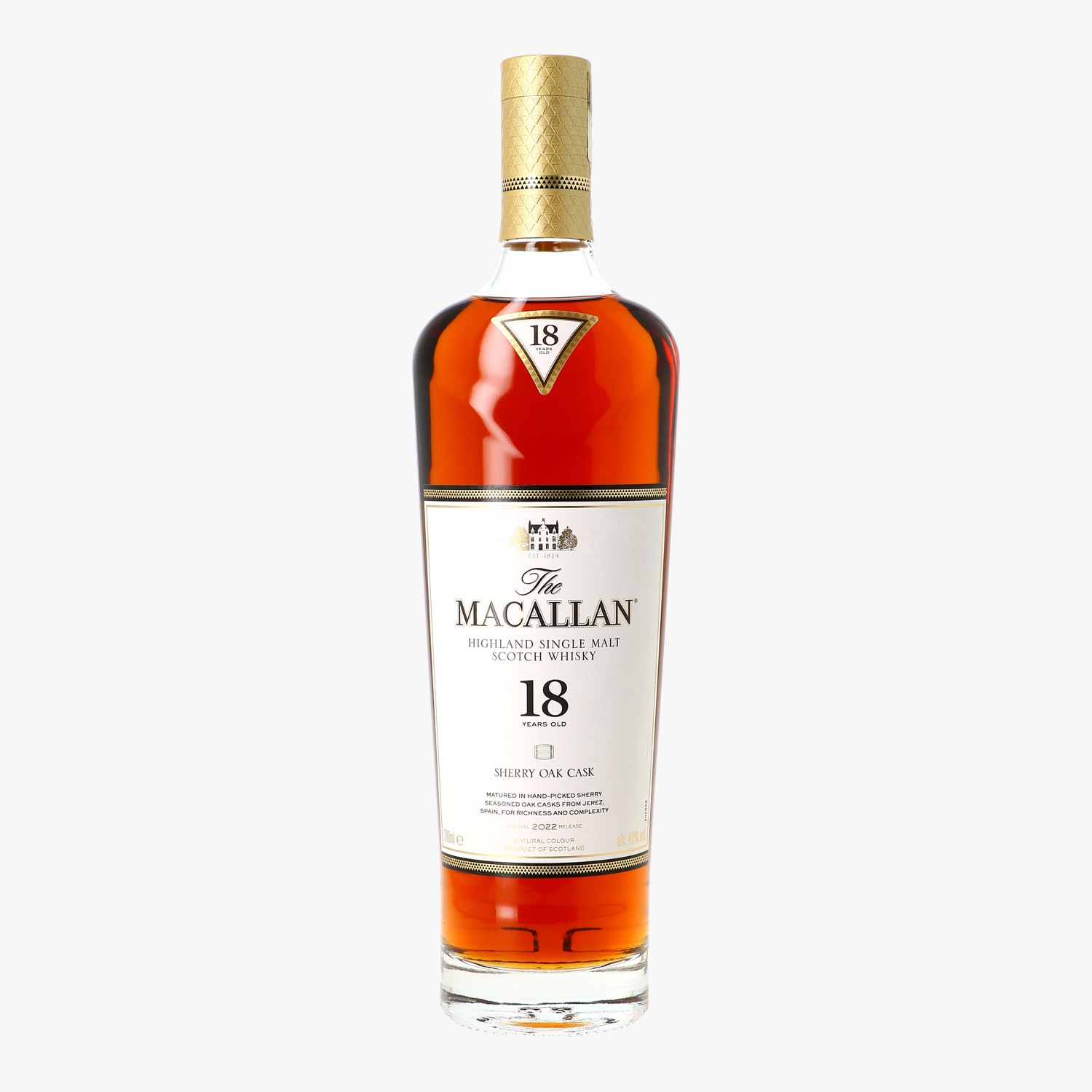 The Macallan, Highland single malt scotch whisky, Sherry Oak, 18