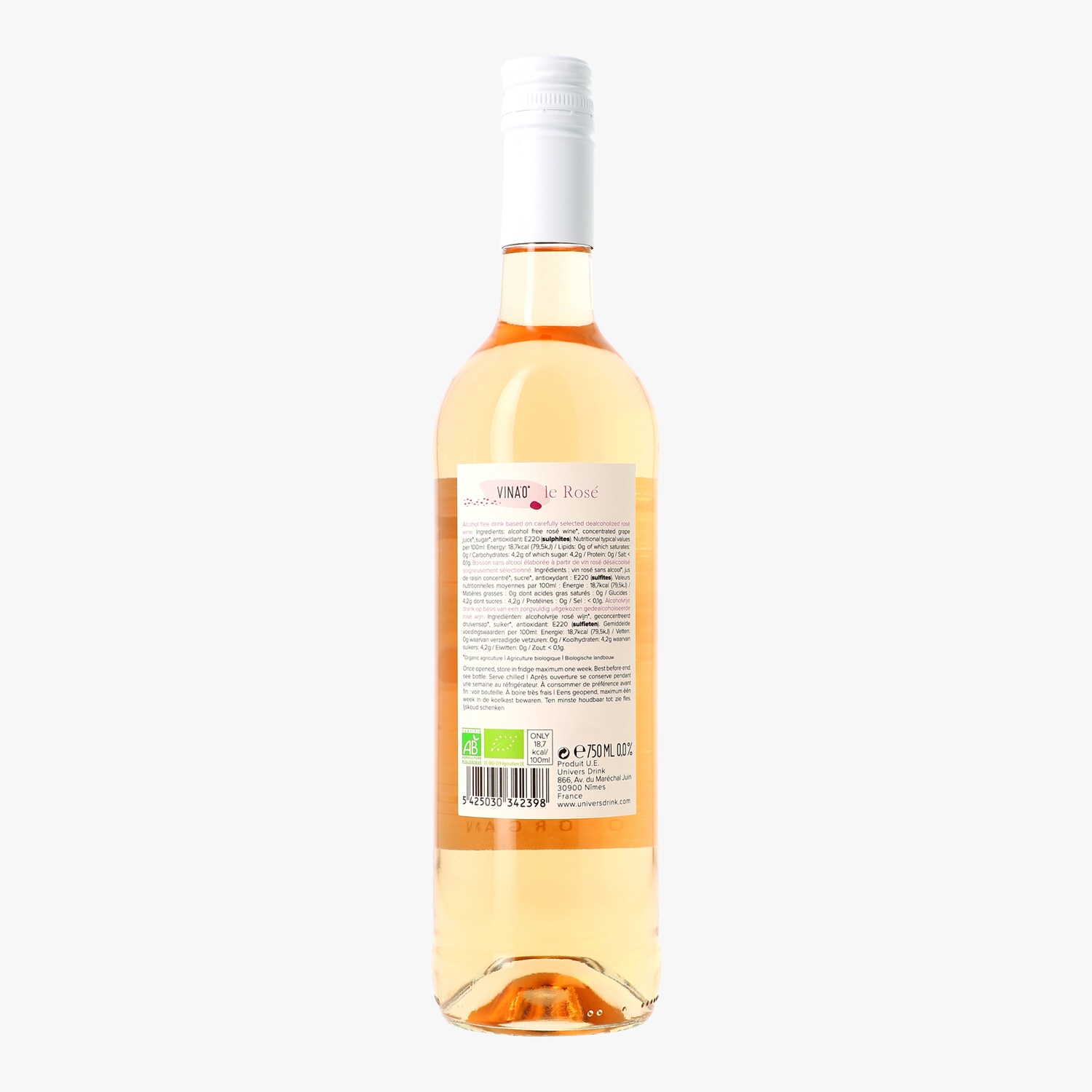 Moderato, 2022, Boisson Sans Alcool à Base De Vin Désalcoolisé(0,0%) Rosé -  Ma Cave Carrefour