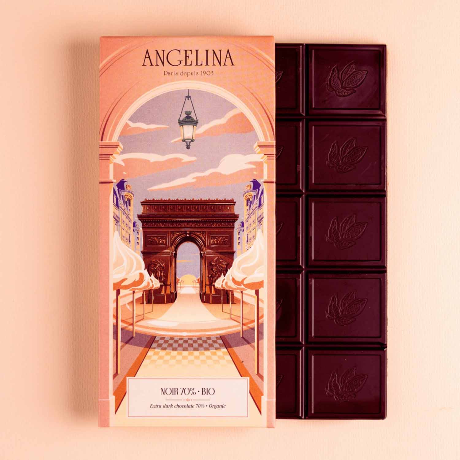 Tablette de chocolat noir bio 70&nbsp;% de cacao bio Angelina