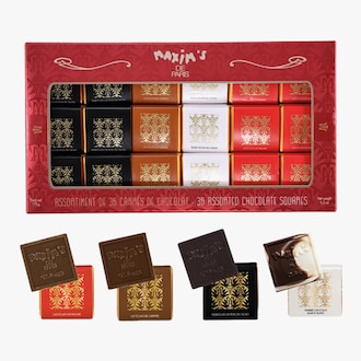 Étui, assortiment de 36 carrés de chocolat Maxim’s de Paris