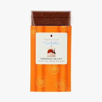 Tablette chocolat au lait 45&nbsp;% et &eacute;clats de sabl&eacute;s basques Monsieur Txokola