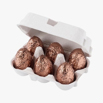 Bo&icirc;te de 6 oeufs de P&acirc;ques en chocolat noir et pralin&eacute; Caf&eacute;-Tasse