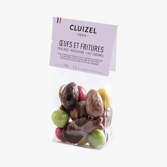 Sachet &oelig;ufs et fritures : Pralin&eacute;s, nougatine, lait caramel Cluizel