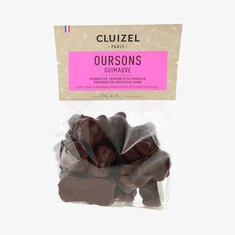 Oursons guimauve à la vanille enrobés de chocolat noir Cluizel