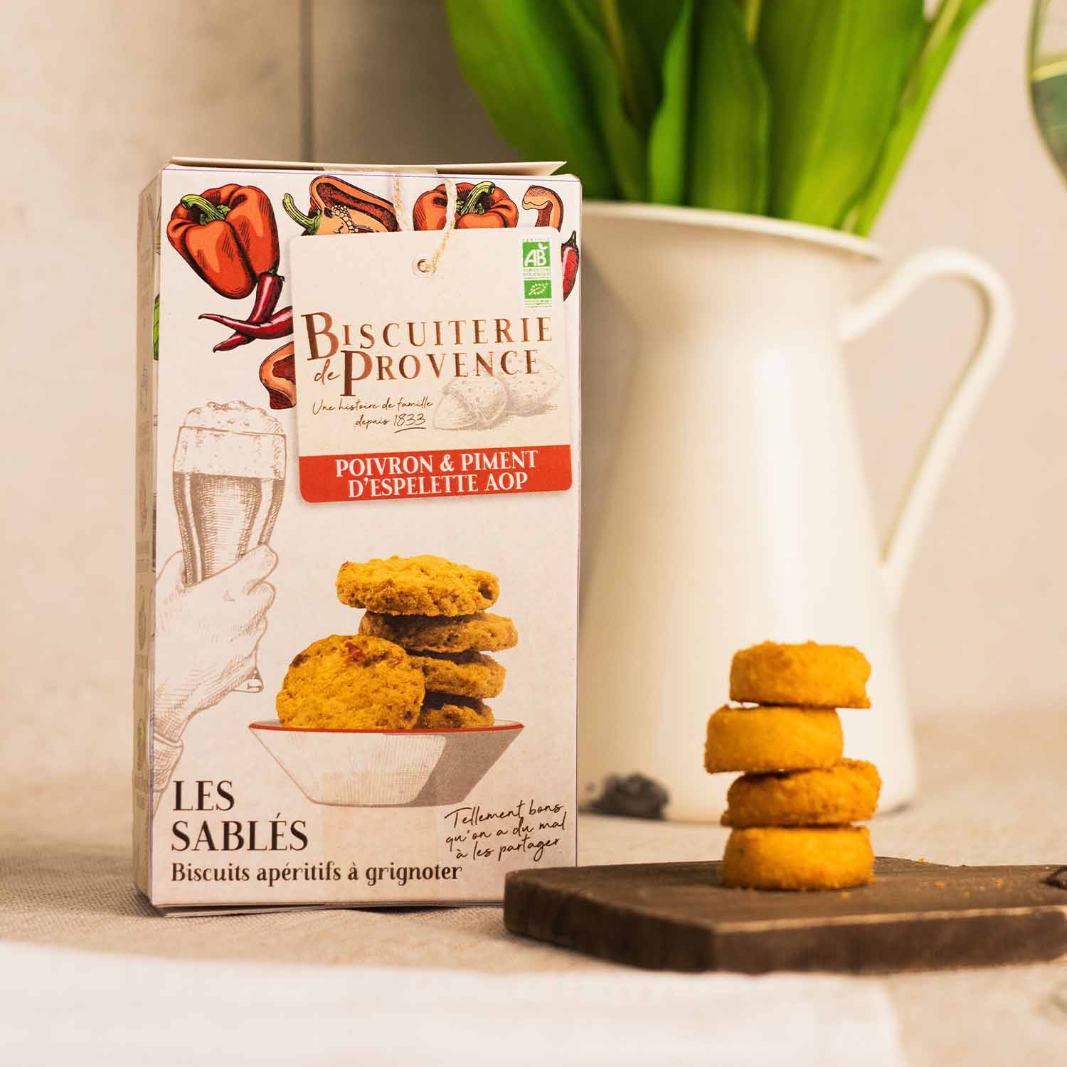 Sabl&eacute;s aux poivrons et piment d'Espelette AOP bio Biscuiterie de Provence