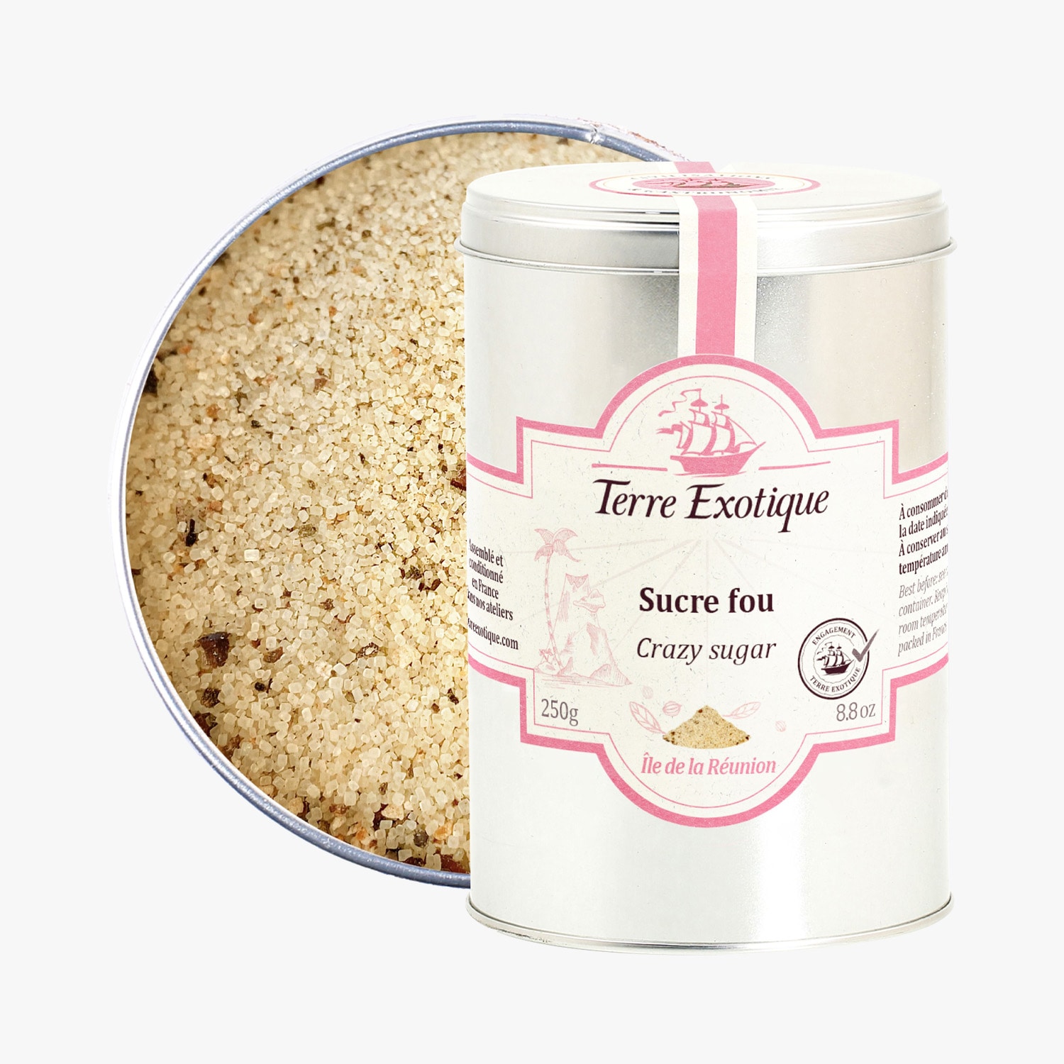 Sucre fou - Sucre de l'île de la Réunion avec un mélange d'épices Terre Exotique