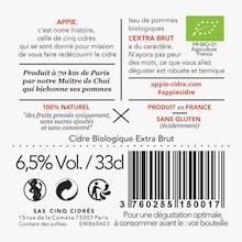 Cidre biologique extra brut, 33 cl Appie